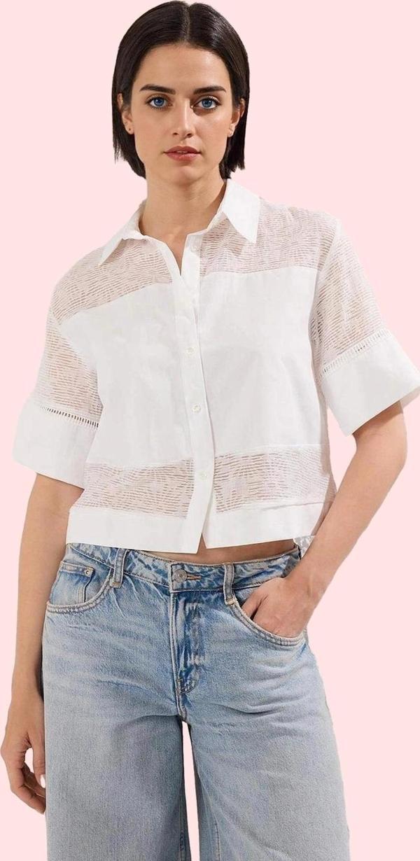 Kadın Crop Gömlek Hakim Yaka Reglan Kol Truvakar Yaz Günlük Hafta Sonu Stilin Buluştuğu Yer - Image 1