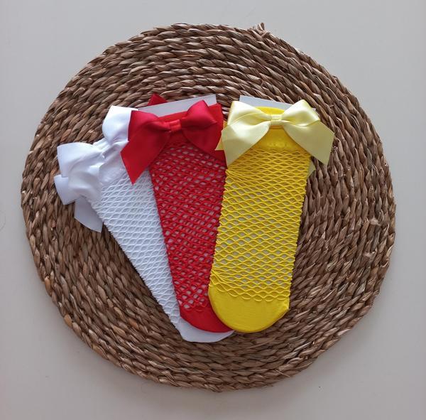 MARS BABY KIZ BEBEK TURUNCU BEYAZ  SARI FİLE ÇORAP SET - Image 1