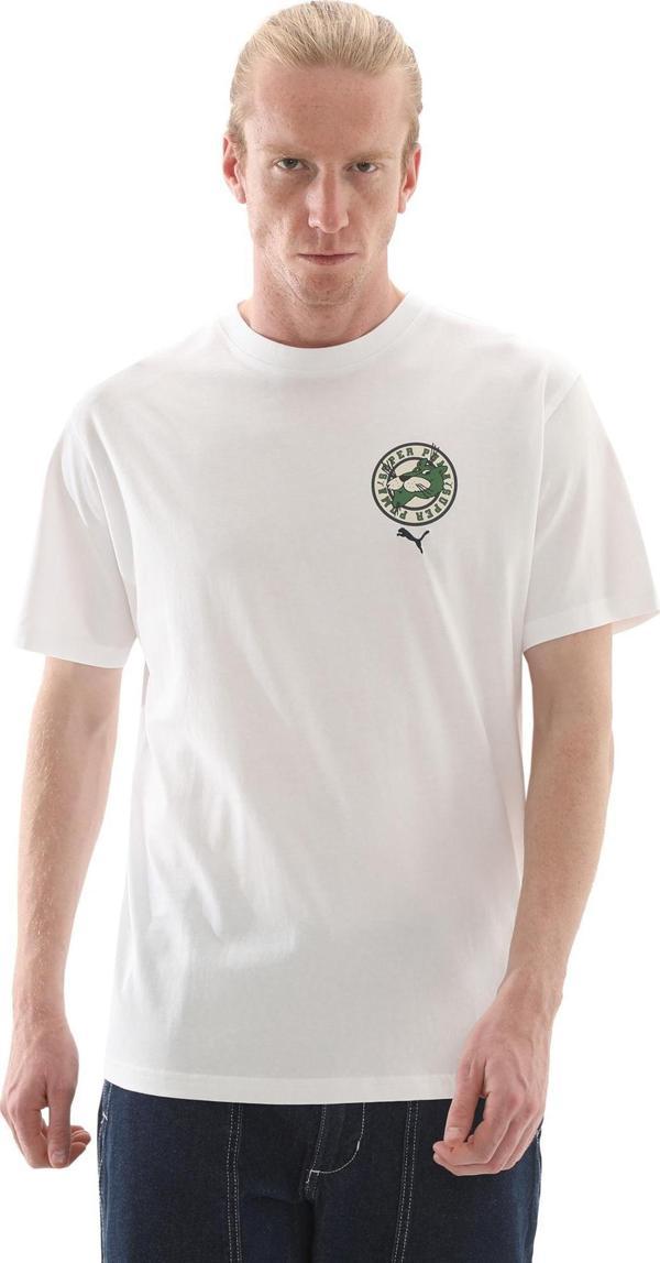 629639-02 Puma Graphıcs Super Puma Tee Erkek T-Shirt Beyaz - Image 1