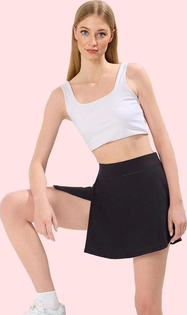 Kadın Geniş Paça Örme Spor Şort Etek Düz Desen Yaz Aylarının Vazgeçilmezi Günlük Kombinler - Image 1