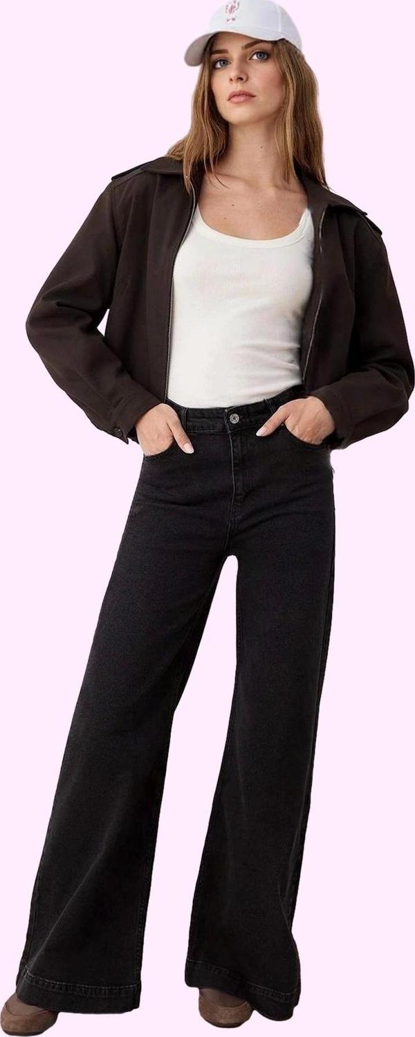 Kadın Geniş Paça Uzun Boy Jean Pantolon Rahat Kalıp Pamuk Günlük Kullanım Kaliteli Malzeme - Image 1