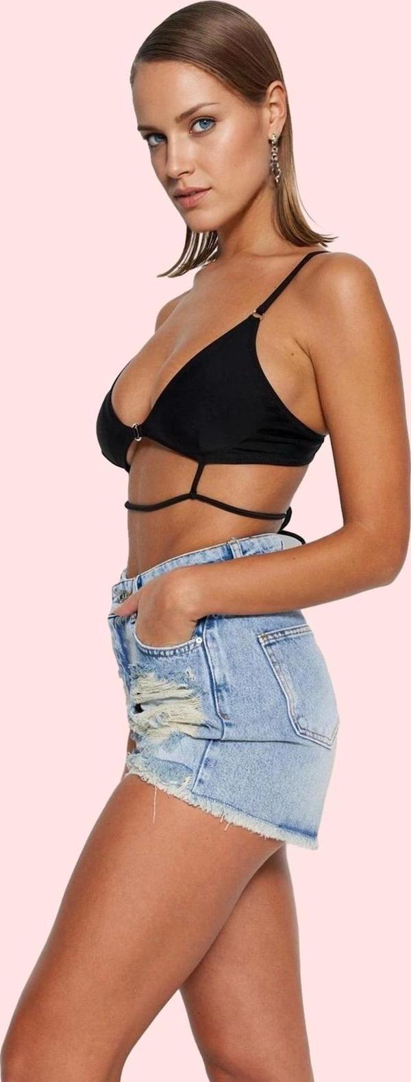 Kadın Denim Şort Yüksek Bel Straight Kalıp Pamuk Yaz Aylarının Vazgeçilmezi Günlük Kullanım - Image 1