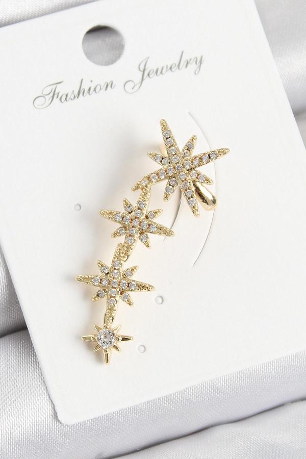 Pirinç Kutup Yıldızı Model Gold Renk Sağ Kıkırdak Küpe - Image 1