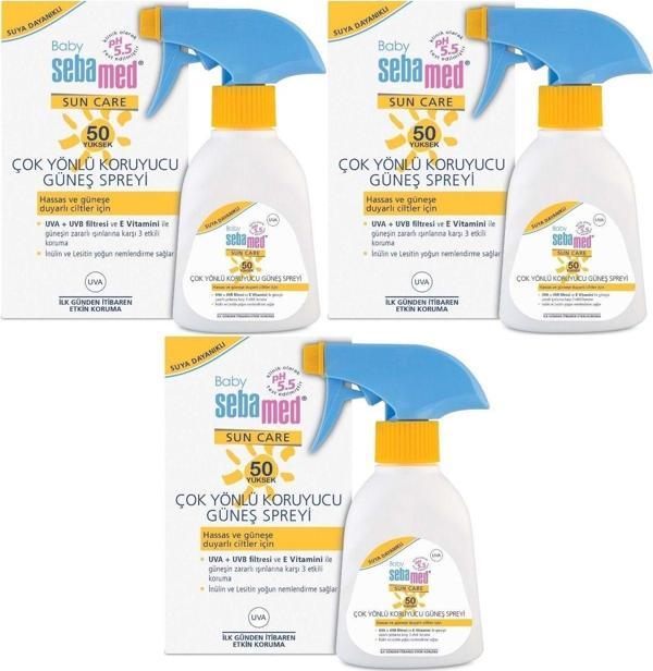 Sun Care Bebek Güneş Losyonu Kremi Sprey 50 Faktör 200ml (HASSAS CİLTLER IÇİN) (3 LÜ SET) - Image 1