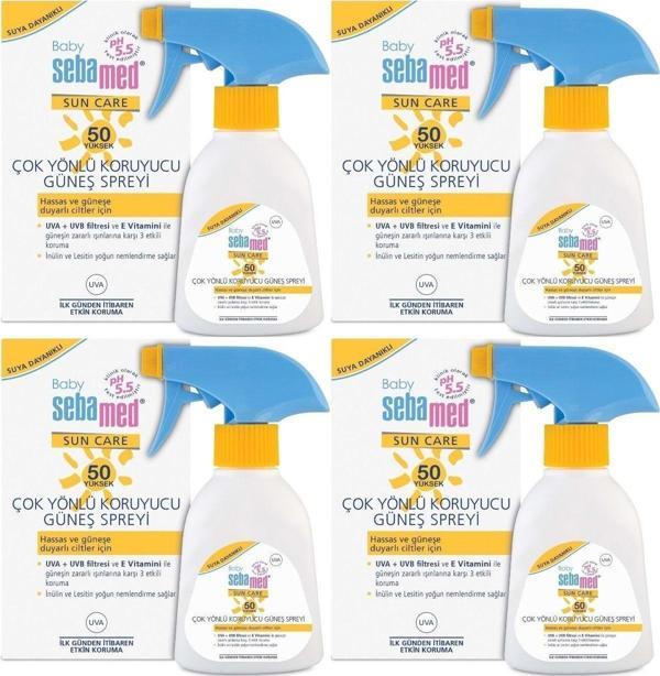 Sun Care Bebek Güneş Losyonu Kremi Sprey 50 Faktör 200ml (HASSAS CİLTLER IÇİN) (4 LÜ SET) - Image 1