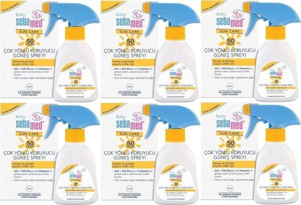 Sun Care Bebek Güneş Losyonu Kremi Sprey 50 Faktör 200ml (HASSAS CİLTLER IÇİN) (6 LI SET) - Image 1