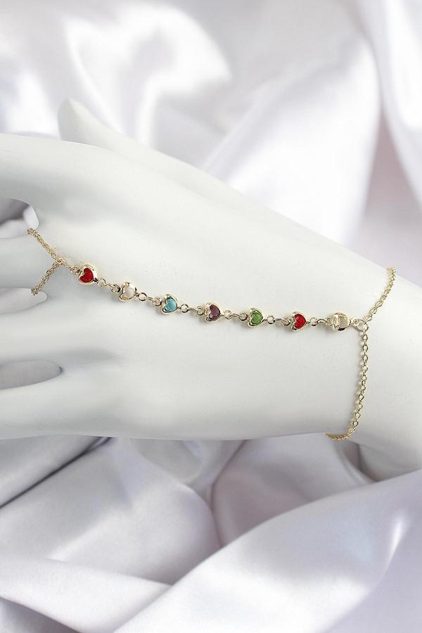 Pirinç Renkli Kalpli Zirkon Taşlı Y Model Gold Renk Kadın Şahmeran - Image 1