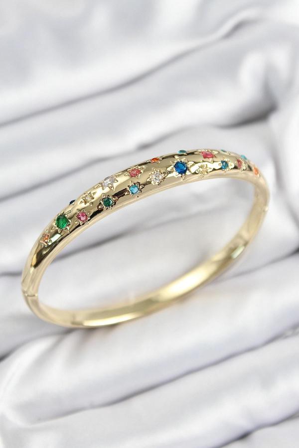Pirinç Renkli Zirkon Taşlı Kutup Yıldızı Model Gold Renk Kadın Kelepçe - Image 1