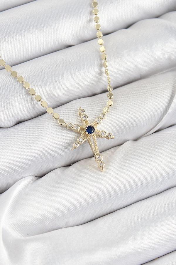 Pirinç Zirkon Taşlı Kutup Yıldızı Model Ezme Zincir Gold Renk Kadın Kolye - Image 1