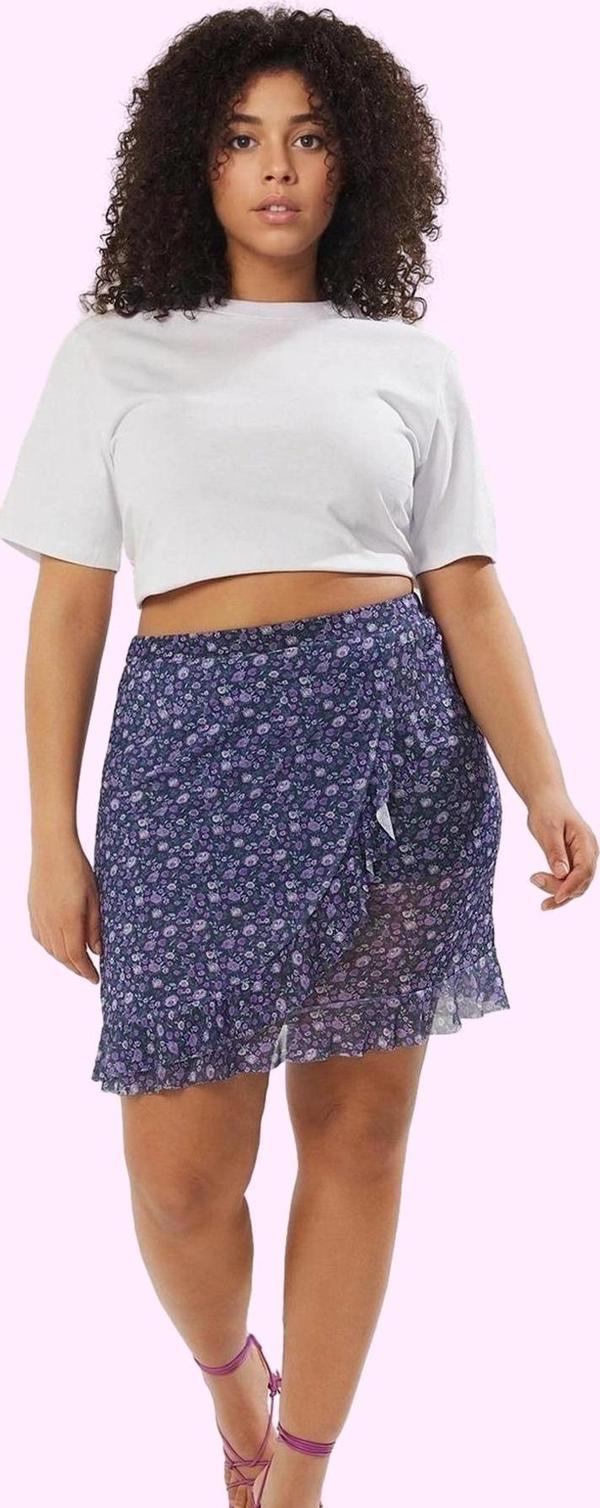 Kadın Mini Boy Çiçekli Desenli Örme Etek Büyük Beden Günlük Kombinler Yaz Aylarının Vazgeçilmezi - Image 1