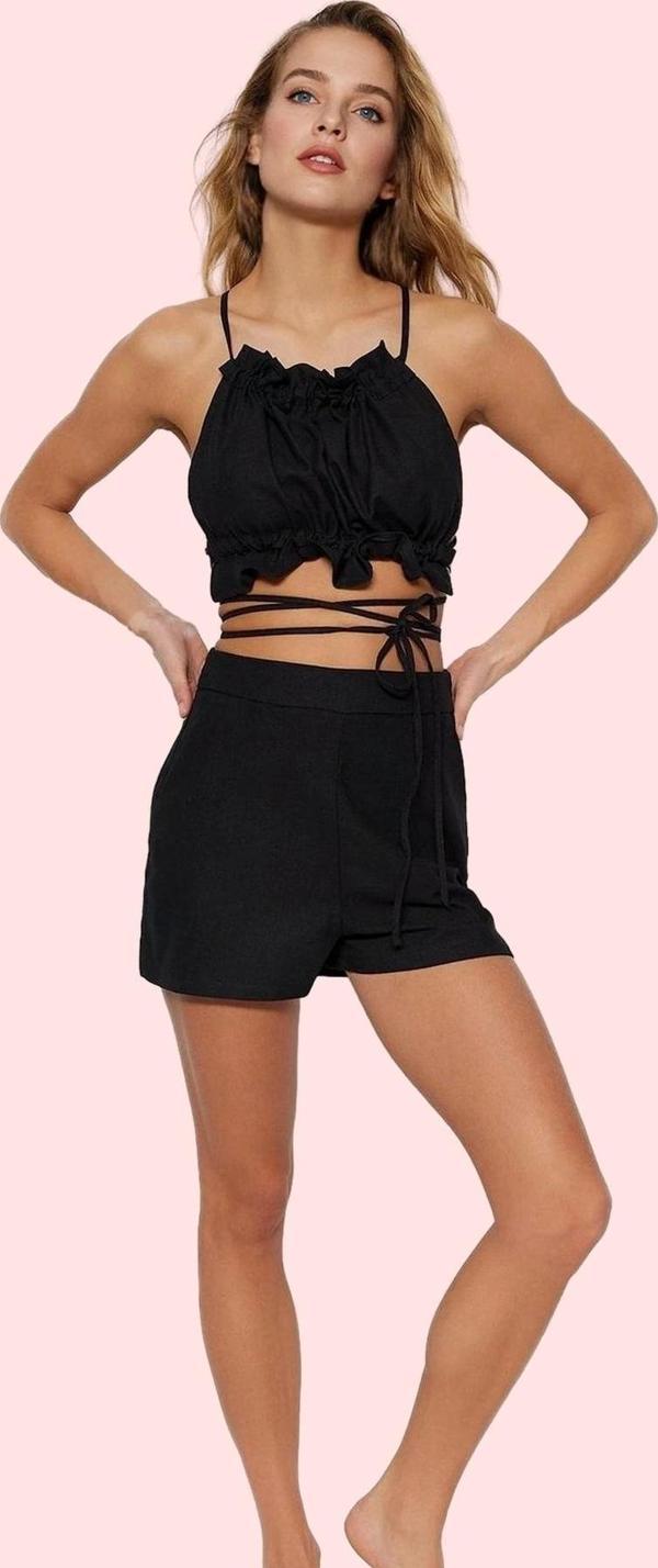 Kadın Keten Karışımlı Normal Bel Boru Paça Plaj Şort Yaz Aylarının Vazgeçilmezi Günlük Kullanım - Image 1