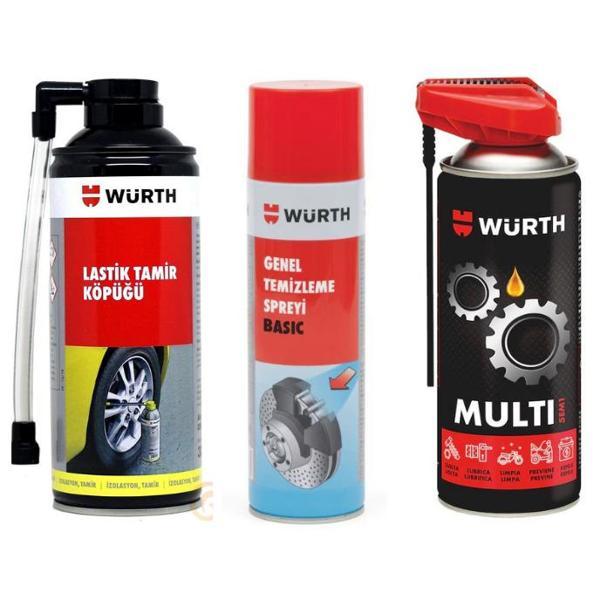 Würth 3'lü Bakım Seti (Lastik Tamir Kiti-Genel Temizleme Spreyi-Multi Kobra 5in1)  - Image 1