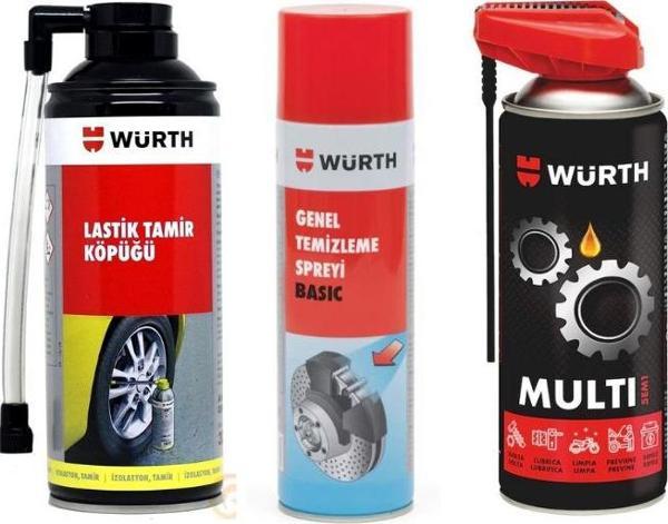 Würth 3'lü Bakım Seti (Lastik Tamir Kiti-Genel Temizleme Spreyi-Multi Kobra 5in1)  - Image 1