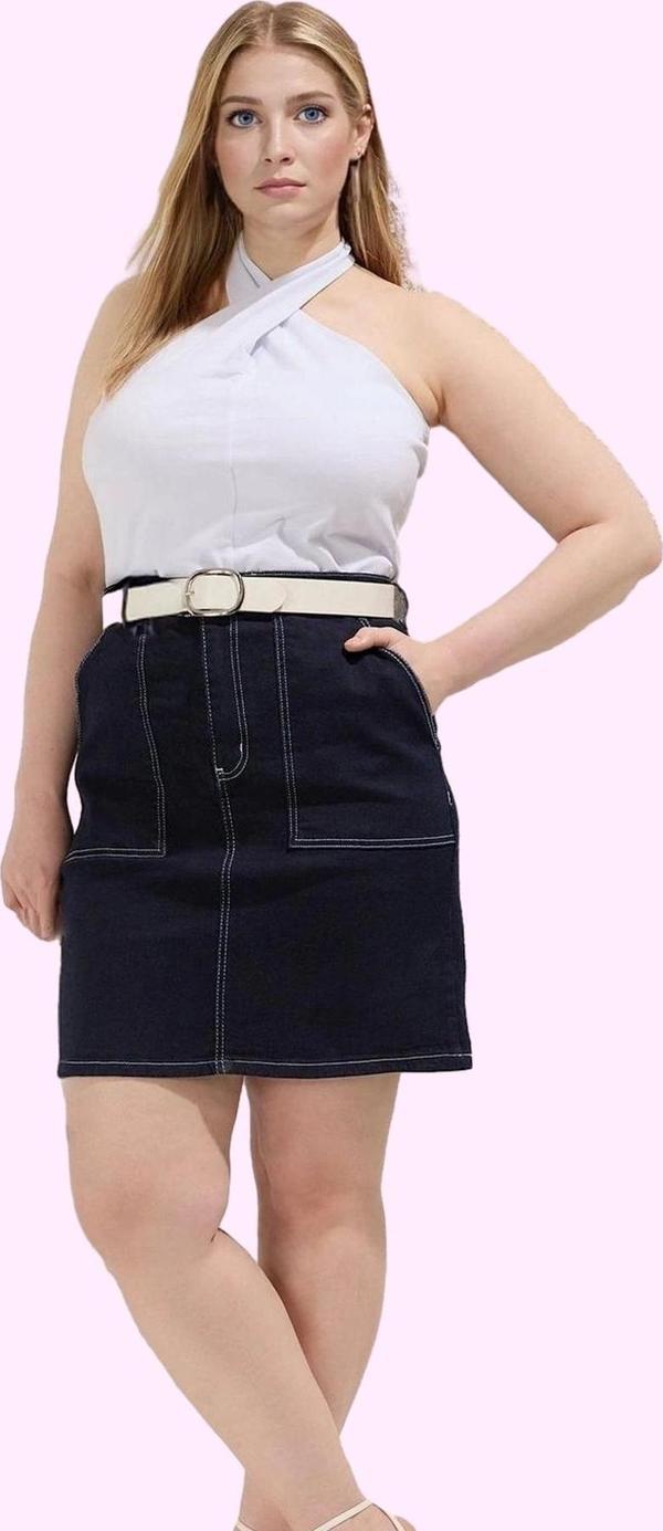 Kadın Denim Mini Etek A line Kalıp Yüksek Bel Günlük Kombinler Hafta Sonu Kaliteli Malzeme - Image 1