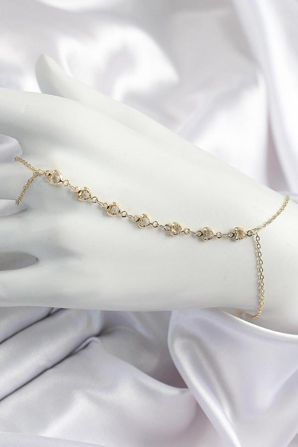 Pirinç Kalpli Zirkon Taşlı Y Model Gold Renk Kadın Şahmeran - Image 1