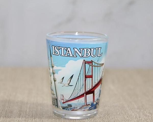 Büro Ev Ofis Hediyesi için İstanbul Hatırası Cam Model Shot Bardak - Image 1