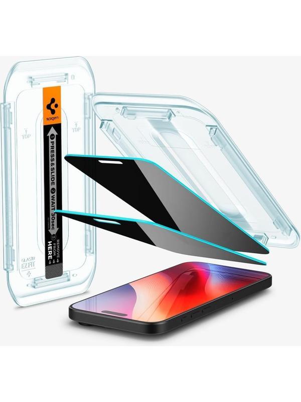 Spigen iPhone 16 Pro Max Cam Ekran Koruyucu Kolay Kurulum Glas.tR EZ Fit Slim HD (2 Adet) - AGL07907 - Image 1