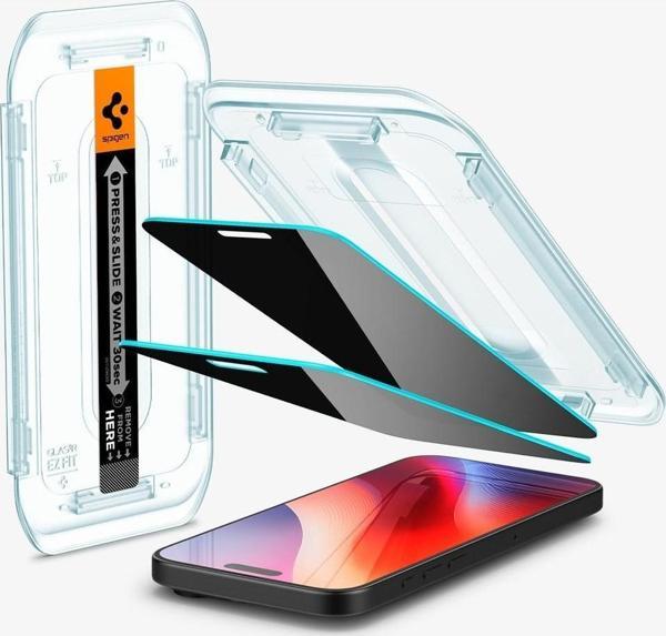 Spigen iPhone 16 Pro Max Cam Ekran Koruyucu Kolay Kurulum Glas.tR EZ Fit Slim HD (2 Adet) - AGL07907 - Image 1