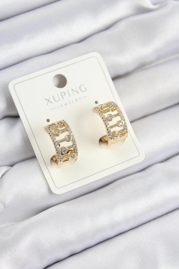 Xuping Zirkon Taşlı Çit Halka Model Gold Renk Kadın Küpe - Image 1