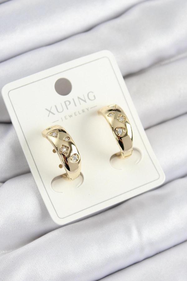 Xuping Zirkon Taşlı Halka Model Gold Renk Kadın Küpe - Image 1