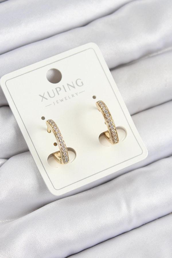 Xuping Zirkon Taşlı I Model Gold Renk Kadın Küpe - Image 1