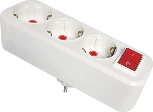 Mutlusan 3'lü Anahtarlı Düz Tip Topraklı Fiş Priz - Image 1