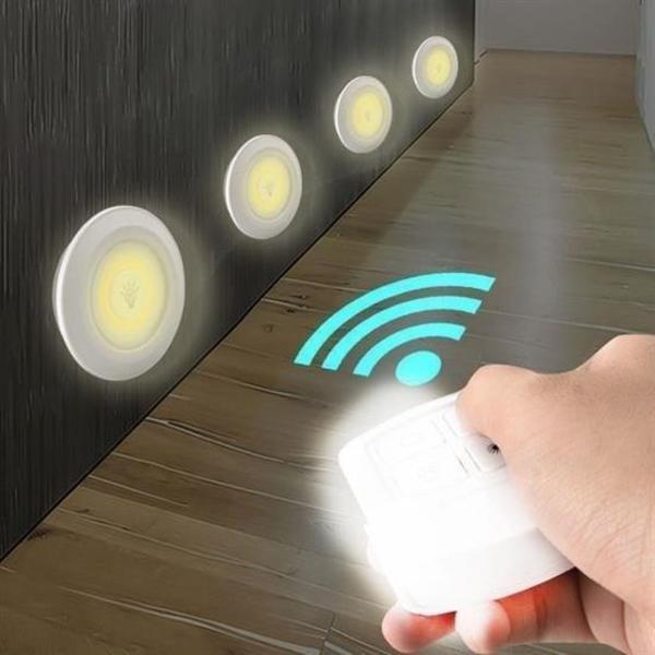 3lü Uzaktan Kumandalı Pilli Yapışkanlı Kablosuz Led Spot Lambalar - Image 1