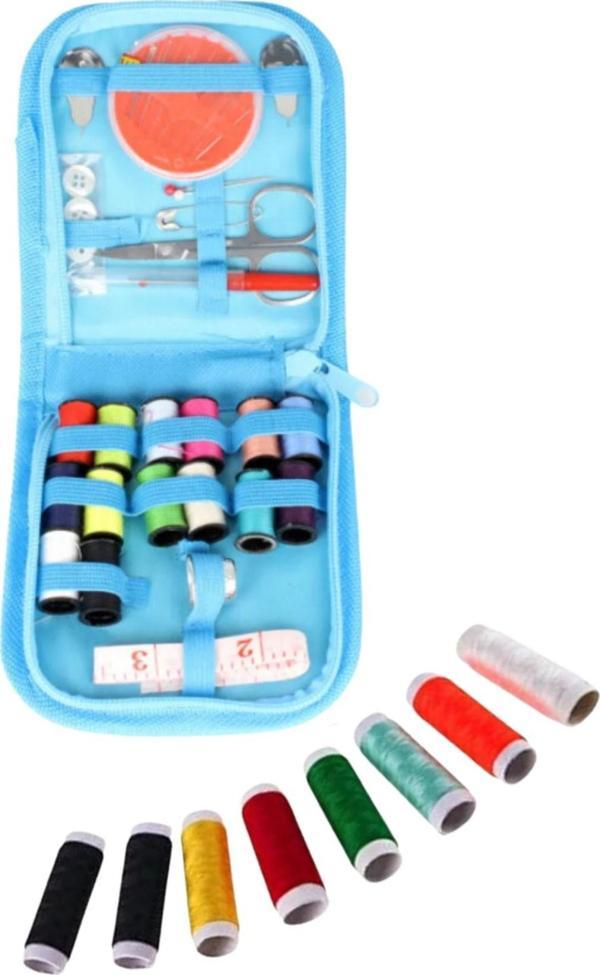 İplik Set Fermuarlı Plastik Dikiş Seti Mavi - Image 1