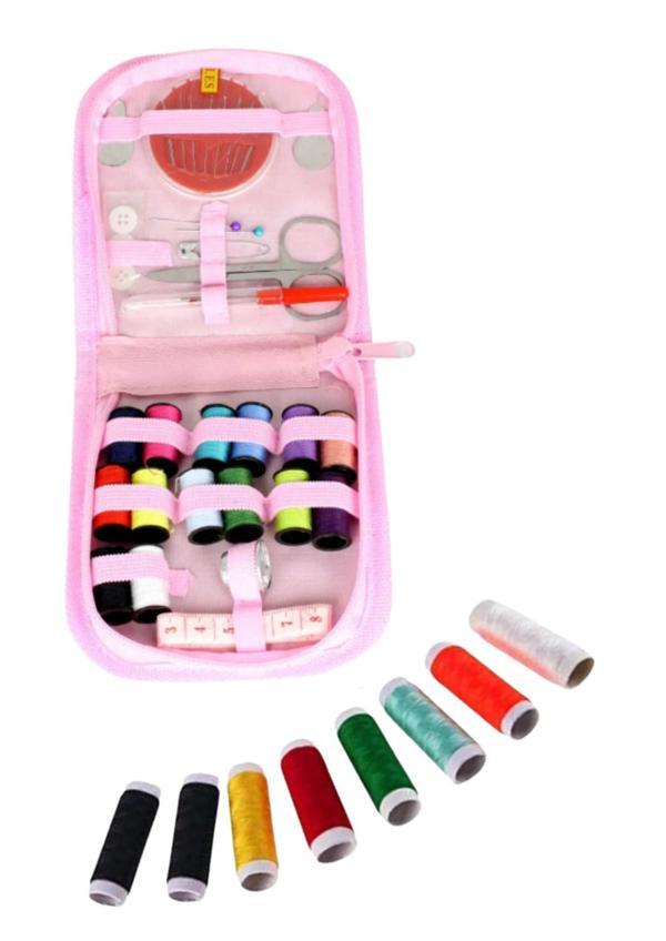 İplik Set Fermuarlı Plastik Dikiş Seti Pembe - Image 1