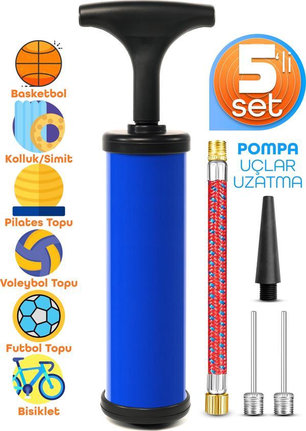 5li Şişirme Pompa Seti Futbol Bisiklet Pilates Topu Şişme Yatak Simit Kolluk Şişirme Pompası 20cm - Image 1