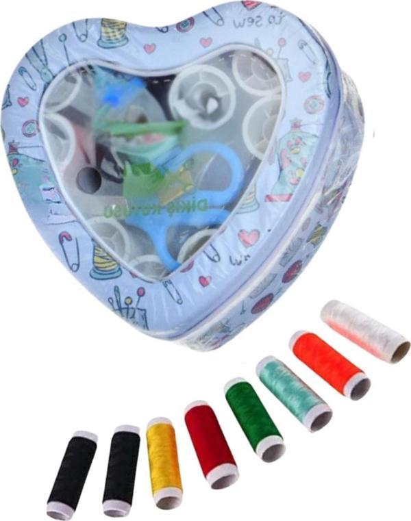 İplik Set Teneke Kutu Kalpli Dikiş Seti - Image 1