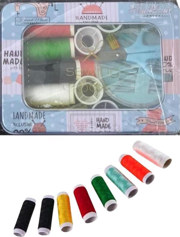 İplik Set Teneke Kutu Kare Plastik Dikiş Seti - Image 1