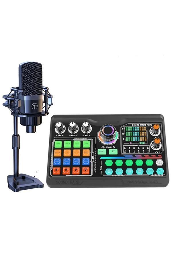 P300 DJ Mixer Ses Kartı Seti -XLR Mikrofonlu Profesyonel Yayın ve Kayıt Seti - Image 1