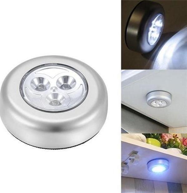 Kablosuz Spot Pilli Dokunmatik Led Lamba 3 Ledli Dolap Lambası - Image 1