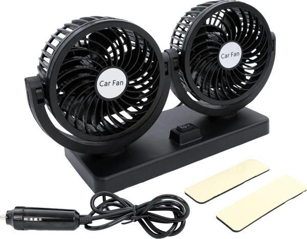 Araç İçi Torpido Üstü 2li Vantilatör Oto Pervane 5 inç 12 Volt ile Uyumlu Çakmaklık Girişli - Image 1