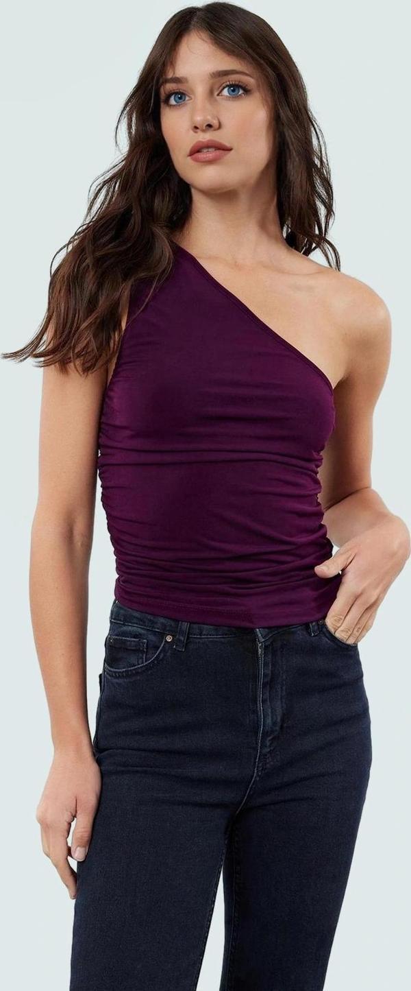 Fitted Tek Omuz Bluz Esnek Örme Crop Boy Modern Stil Premium Kalite Seçkin Malzeme - Image 1