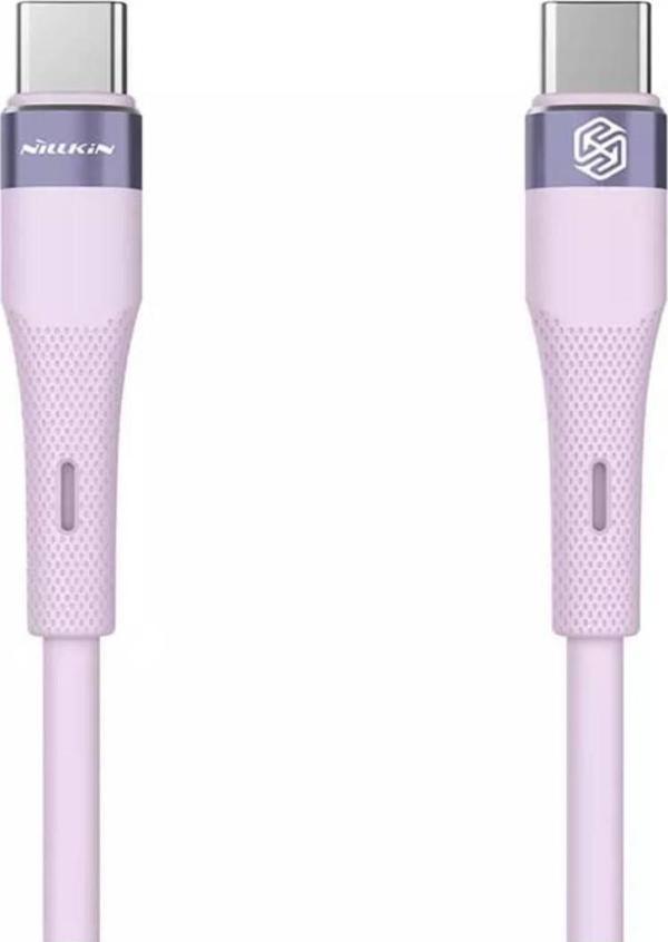 Nillkin Type-C To Type-C 60W Uyumlu Flowspeed sıvı silikon şarj kablosu 1.2m - Mor - Image 1