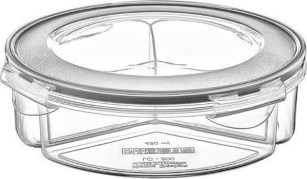 3 Bölmeli Sızdırmaz Contalı Kilitli Kapaklı 1,35 Litre yuvarlak Erzak Saklama Kabı LC-500 - Image 1