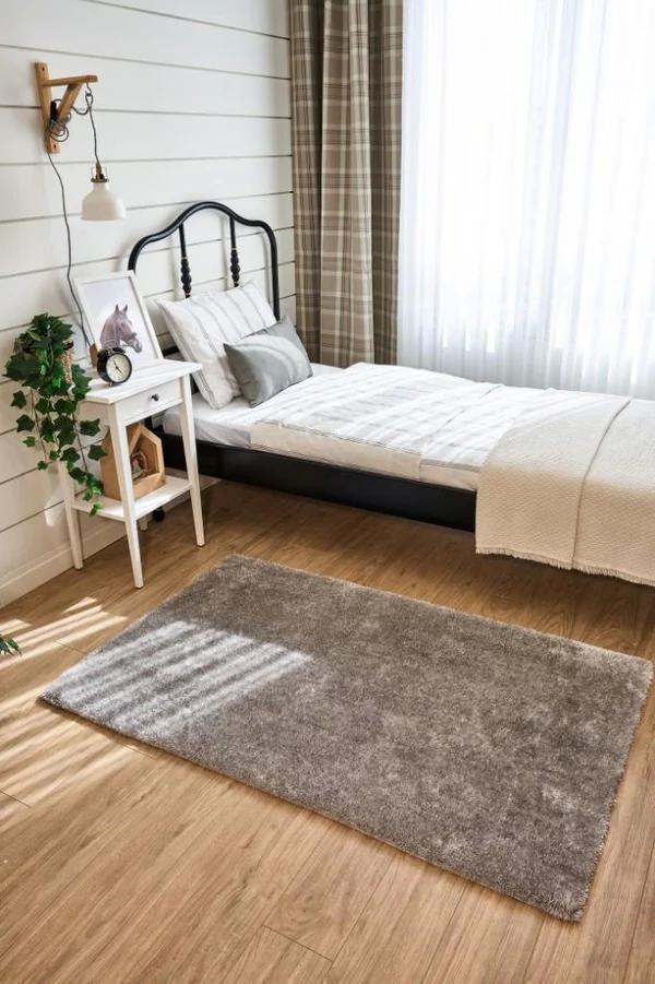 Apex Halı Gri Peluş Dokulu Kaydırmaz Dekoratif Halı - Image 1