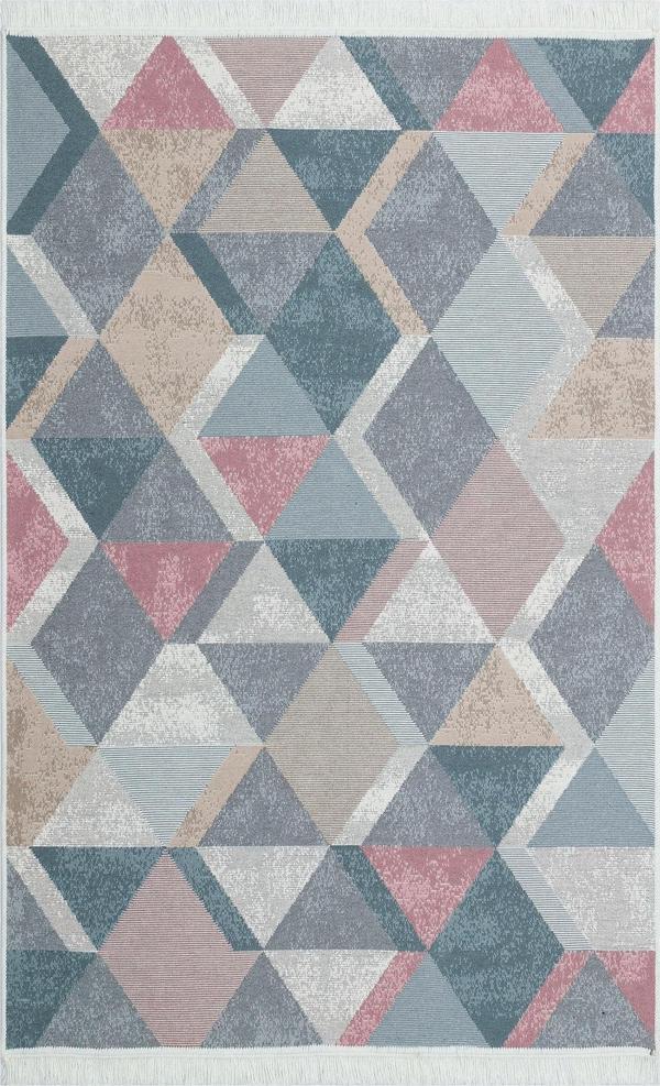 Hoom Rugs Samos SMS 10 Blue Pink Yıkanabilir Çift Taraflı Pamuk Kilim - Image 1