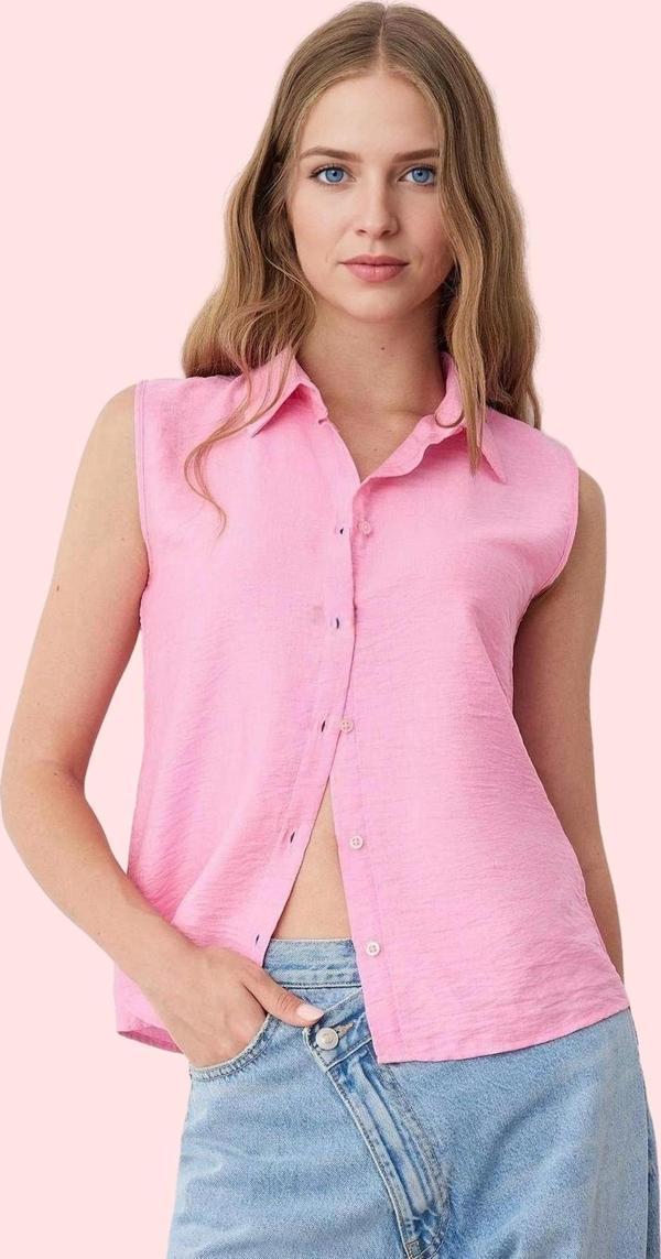 Kadın Yazlık Kolsuz Gömlek Renk Regular Kalıp Günlük Kullanım İçin Nefes Alan Kumaş Hafta Sonu - Image 1