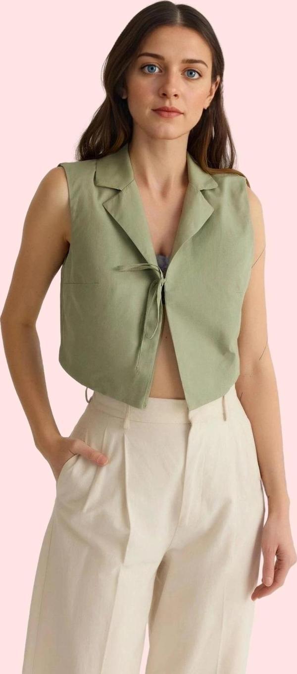 Kadın Pamuk Dokuma Gömlek Önden Bağlamalı Nakışlı Casual Tarz Günlük Kullanım Modern Tasarım - Image 1