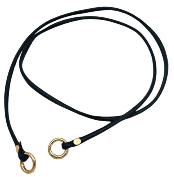 Angel Çanta Aksesuar Siyah  Renk 5 mm Halkalı Suni Deri Spagetti Model Çanta Sapı Light Gold Metal - Image 1