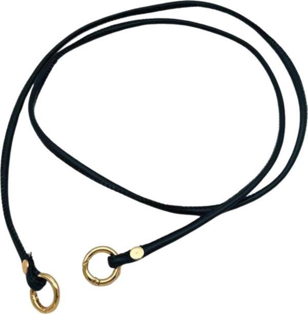 Angel Çanta Aksesuar Siyah  Renk 5 mm Halkalı Suni Deri Spagetti Model Çanta Sapı Light Gold Metal - Image 1
