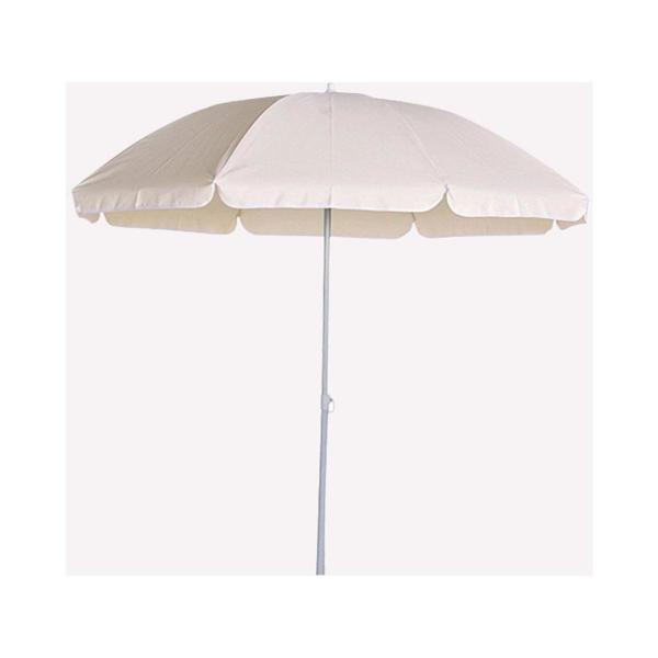 Plaj Şemsiyesi 200 Cm Beyaz Kalın Polyester Kumaş ( Bidonlu ) - Image 1