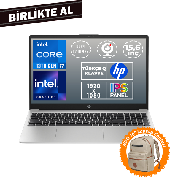 HP 250 G10 i7-1355U 32GB 1TB SSD 15.6" FHD Freedos + Çanta B2PH1ES 042 - Image 1