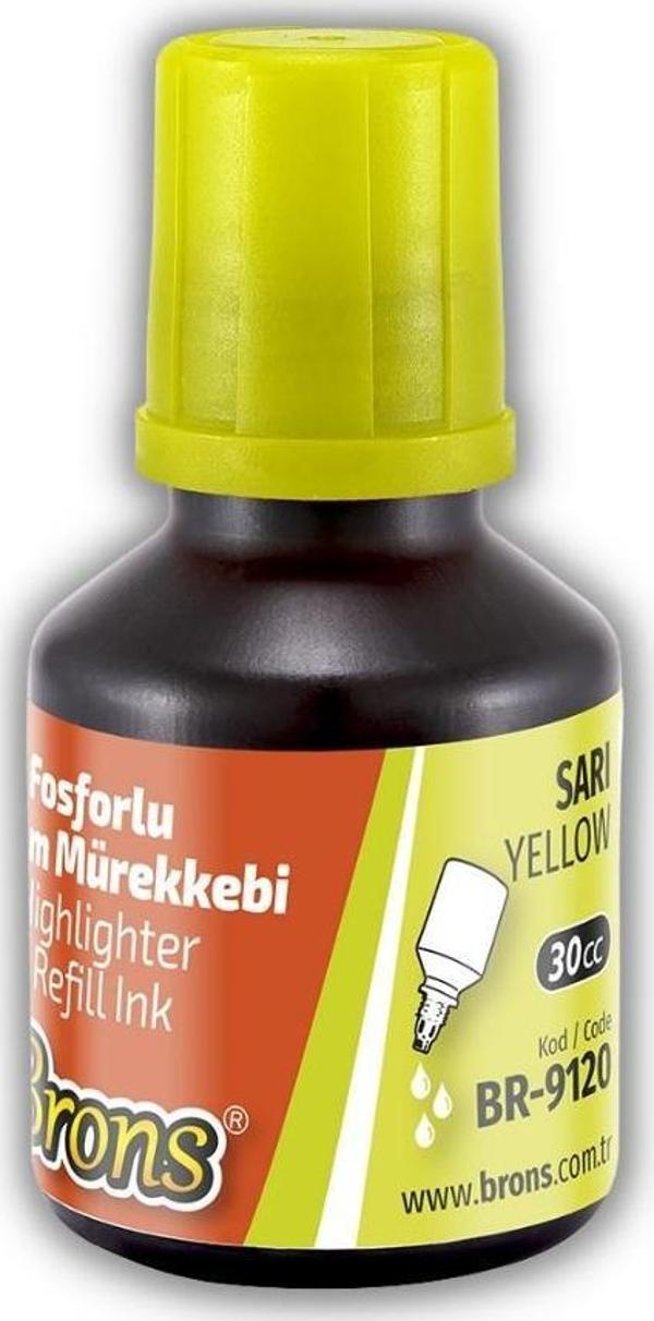 Fosforlu Kalem Mürekkebi Sarı 30 ml 1 Adet Brons İşaret Kalemi Mürekkebi 1 Adet - Image 1