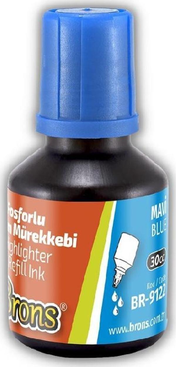 Fosforlu Kalem Mürekkebi Mavi 30 ml 1 Adet Brons İşaret Kalemi Mürekkebi 1 Adet - Image 1