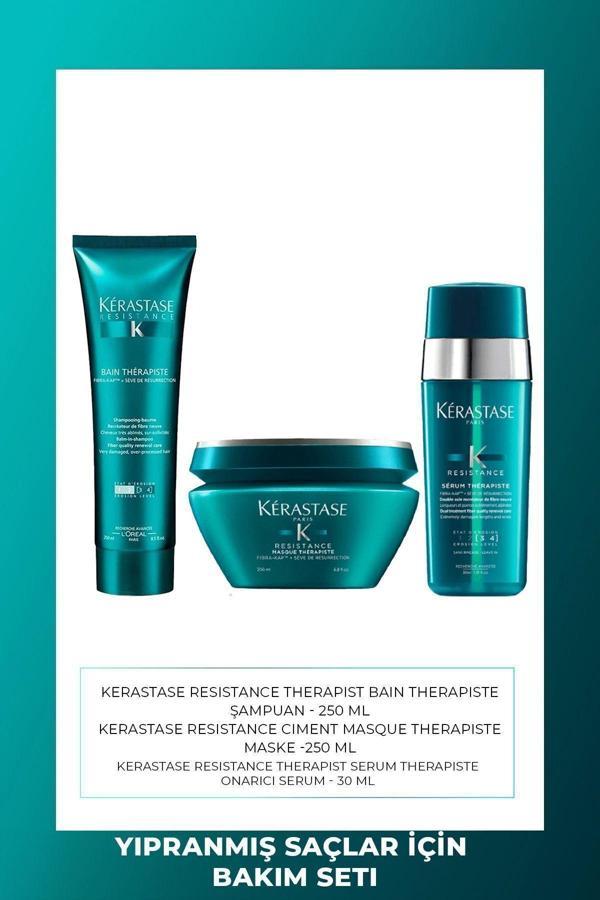 Kérastase Resistance Therapiste Aşırı Yıpranmış Saçlar İçin Şampuan 250ML+MASKE 200ML+SERUM 30ML - Image 1