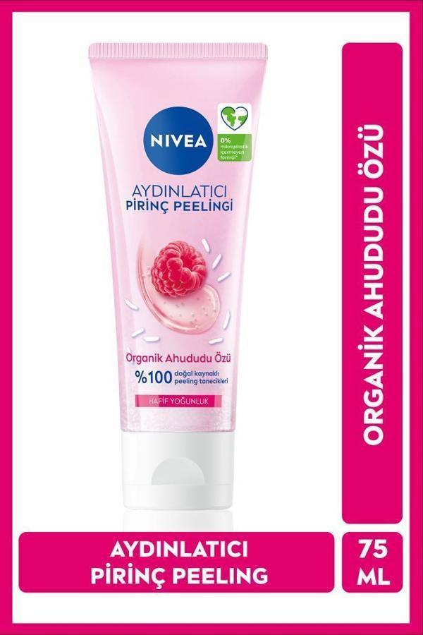 Aydınlatıcı Pirinç Yüz Peelingi 75ml, Organik Ahududu Özü, Ölü Deri Arındırıcı, Kuru ve Hassas Cilt - Image 1